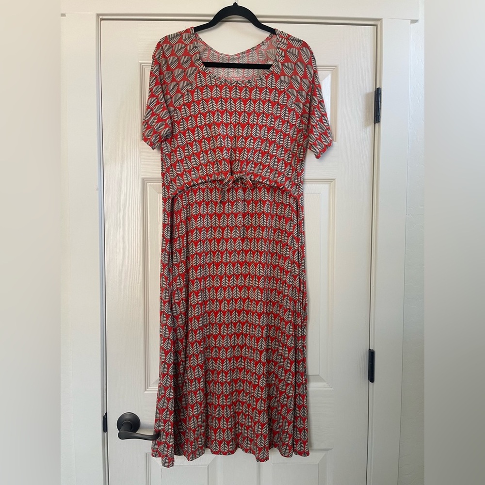 Latched Mama Red and Gray Midi Dress